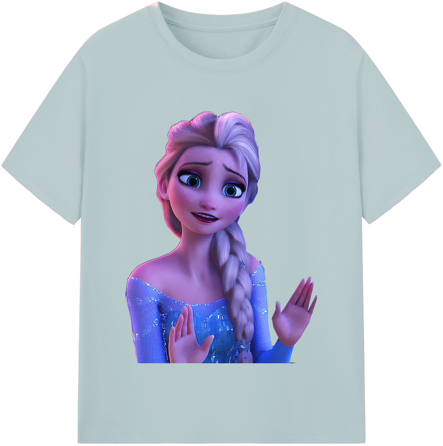 （画像用） アナと雪の女王 アンナ エルサ Frozen Anna Elsa 綿100％半袖Tシャツ（フロントプリント）